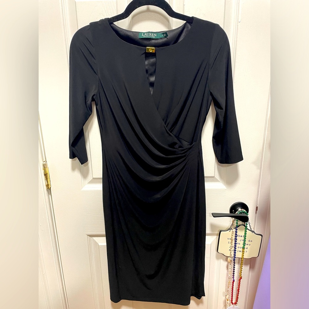 Stylish Ralph Lauren faux wrap fitted dress